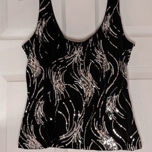 Alex Evenings- Sequined Tank Top- Black- Large